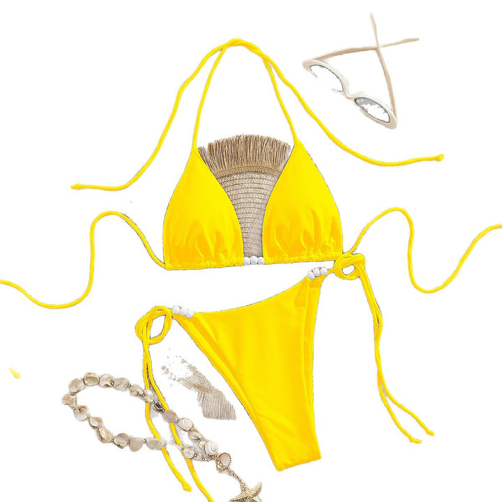 Women's triangle bikini with decorative pearl details Mune Fashion