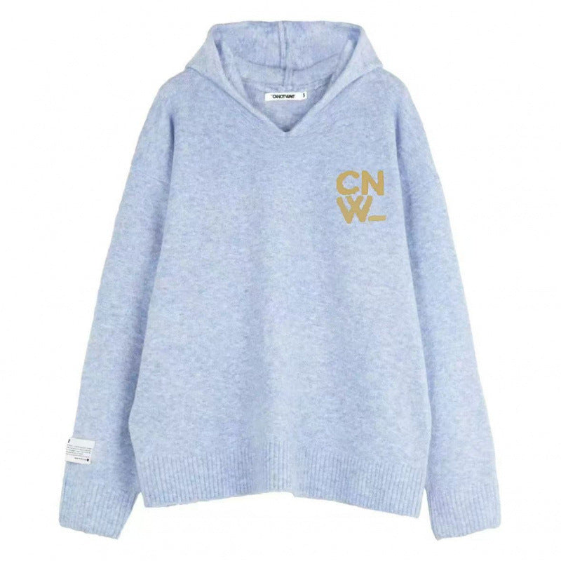 Unisex Oversized Hoodie with V-Neck made of Fine Knit and Logo Embroidery Mune Fashion