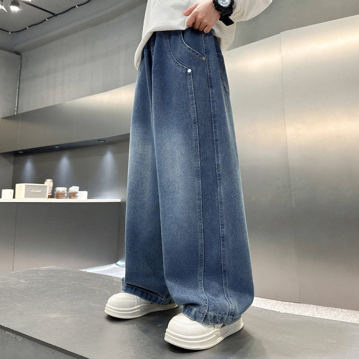 Women's Casual Wide Denim Pants with High Waist Mune Fashion
