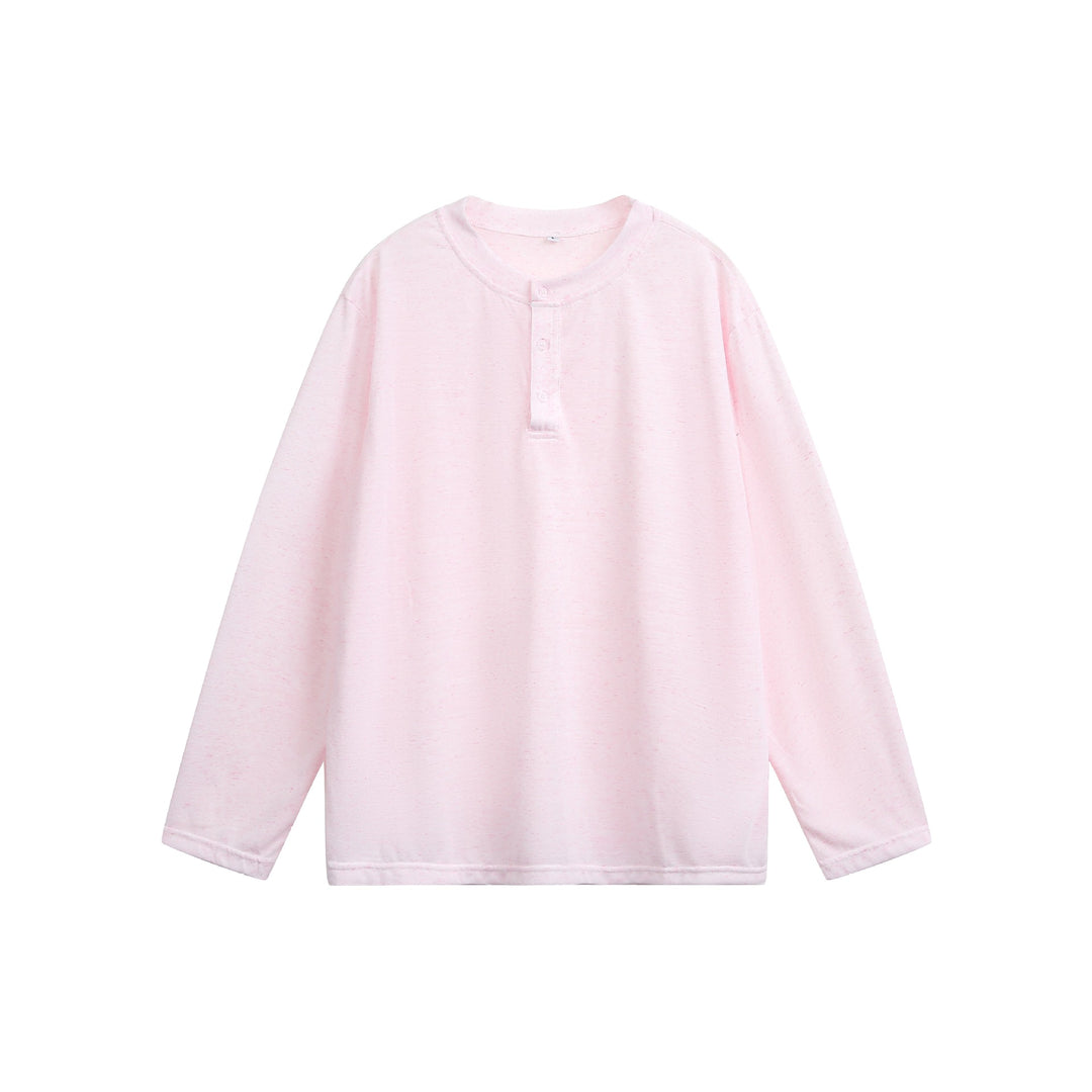 Unisex Melanged Cotton Henley Shirt in Oversized Look with Short Placket Mune Fashion