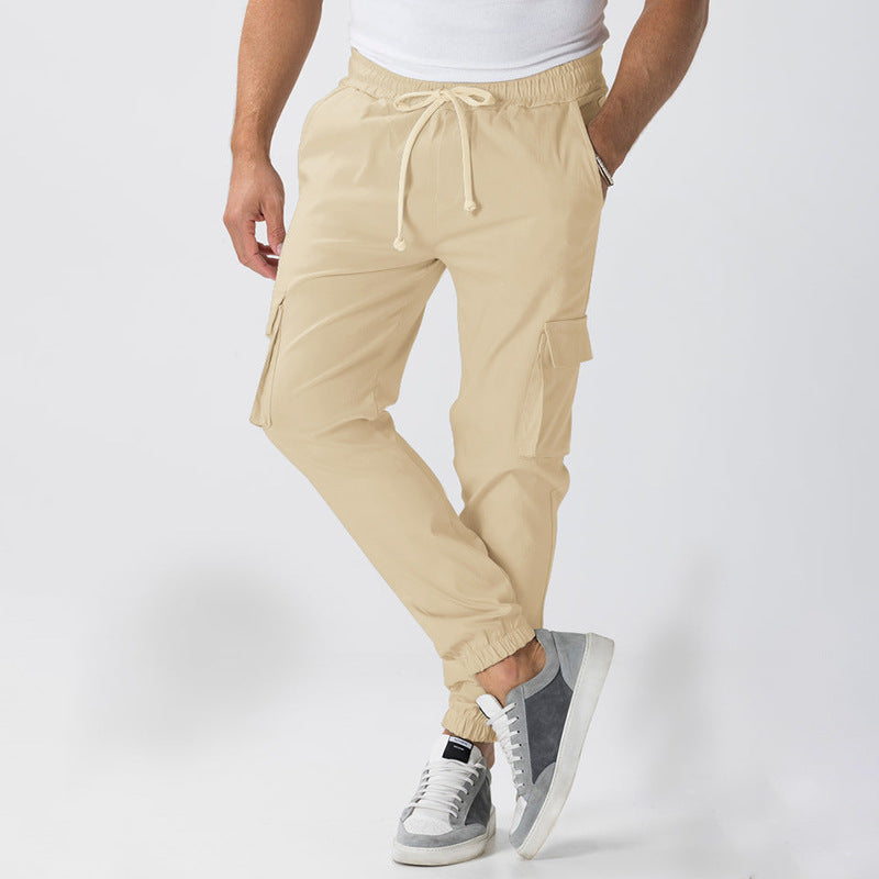 Men's Cargo Jogging Pants in Relaxed Fit with Drawstring, Elastic Cuffs, and Multiple Pockets Mune Fashion