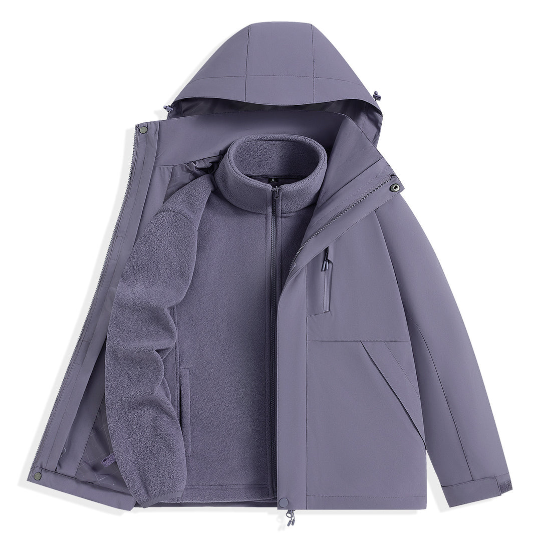 Men's two-layer outdoor parka with removable fleece inner jacket and hood Mune Fashion