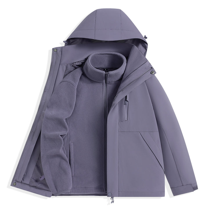 Men's two-layer outdoor parka with removable fleece inner jacket and hood Mune Fashion