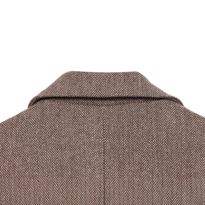 Women's Oversized Blazer-Coat in Herringbone Pattern with Waist Belt Mune Fashion