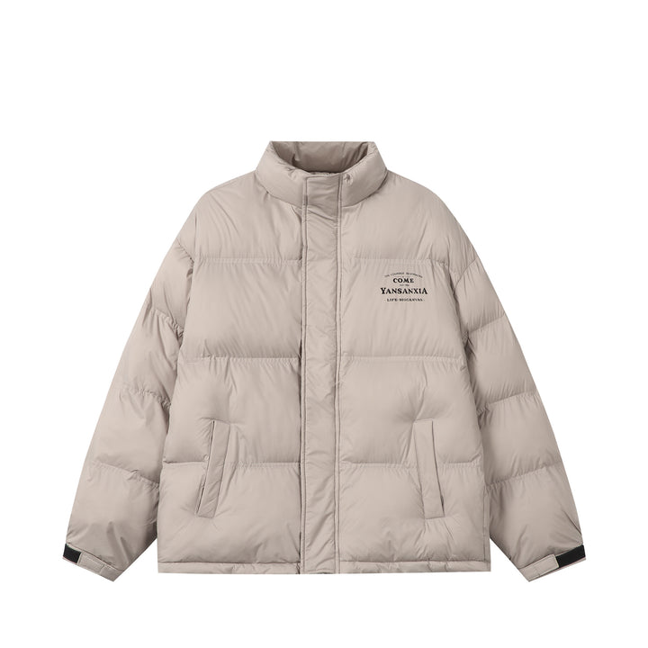 Unisex Short padded oversized jacket with high standing collar and logo print Mune Fashion