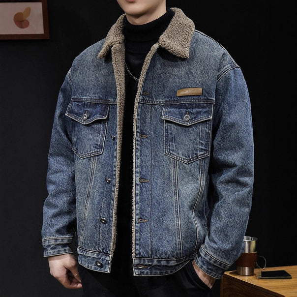 Men's Casual Denim Jacket with Teddy Lining Mune Fashion