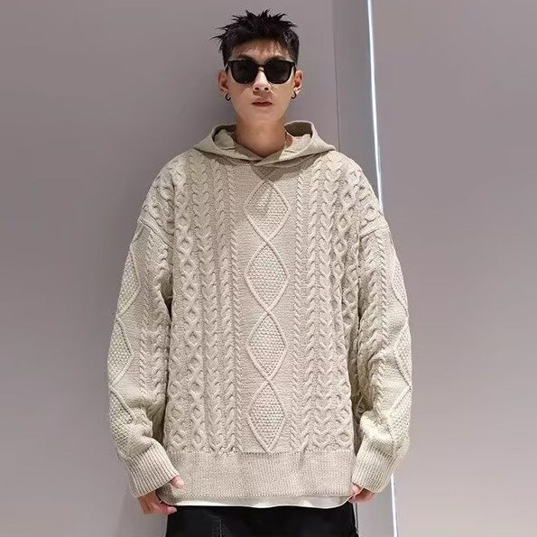 Men's Chunky Knit Hoodie Pullover Mune Fashion
