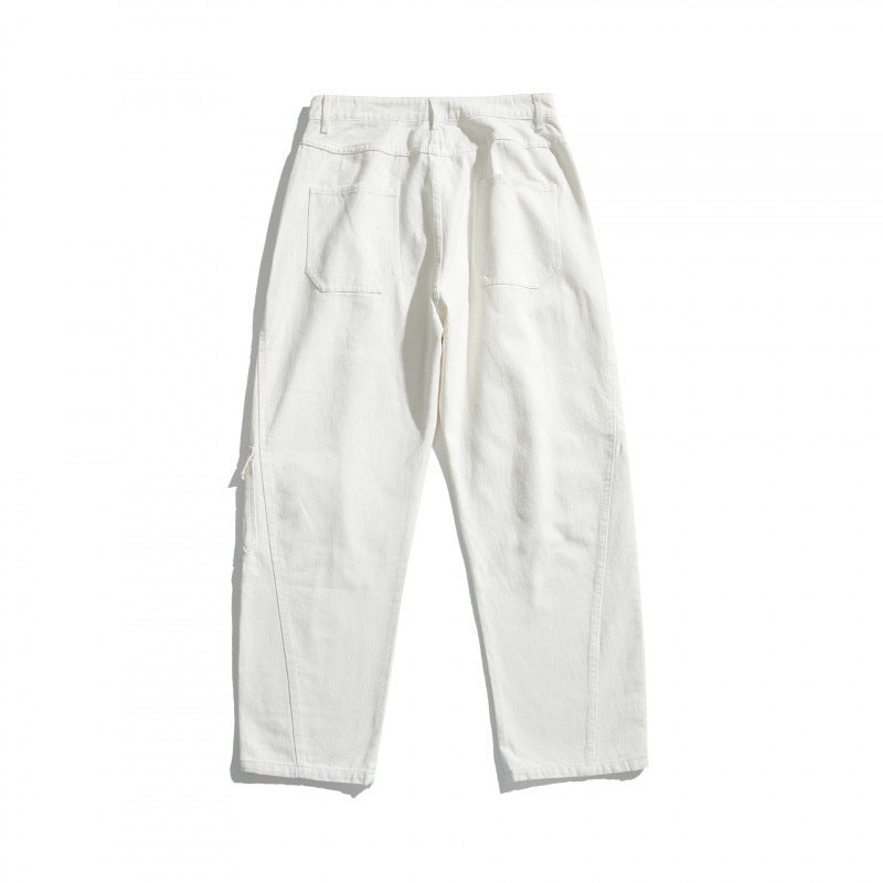 Unisex Wide Utility Cargo Pants made of sturdy cotton denim with a high waist and flap pockets Mune Fashion