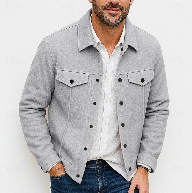 Men’s robust overshirt jacket made of wool blend with patch breast pockets Mune Fashion