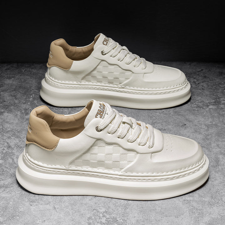 Unisex Voluminous Low Sneakers with Embossed Checkerboard Pattern and Padded Heel Collar Mune Fashion