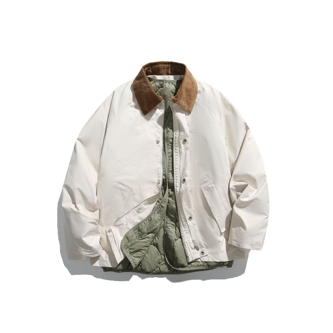 Men's Windproof Blouson with Cord Collar and Removable Padded Lining Mune Fashion