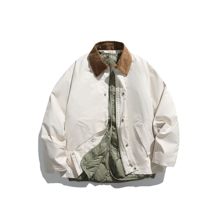 Men's Windproof Blouson with Cord Collar and Removable Padded Lining Mune Fashion