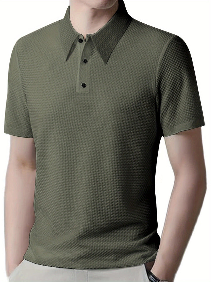 Men's structured short sleeve polo with pointed shirt collar and three-button placket Mune Fashion