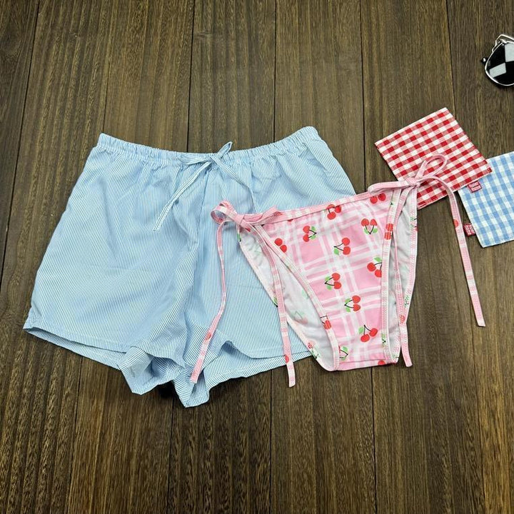 Womens Swimsuit Set with Playful Cherry Motif Mune Fashion