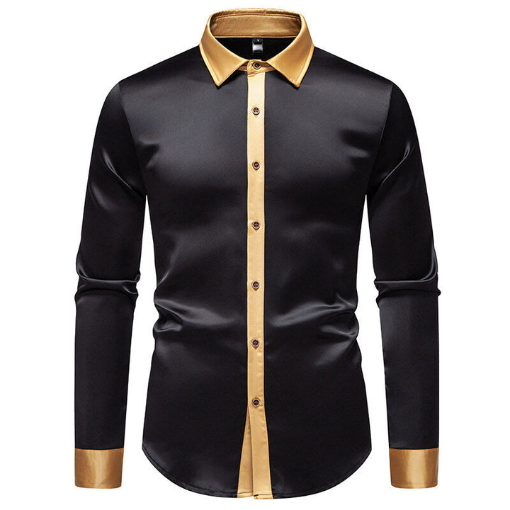 Men's Long-Sleeve Shirt with Modern Satin Details Mune