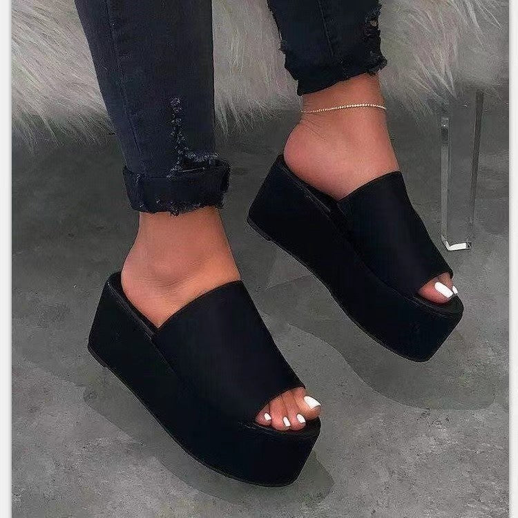 Women's platform mules with camouflage pattern and high wedge sole Mune Fashion