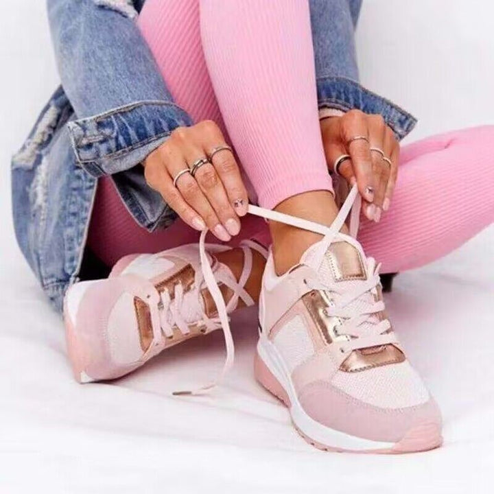 Women  modern Sneakers with metallic details, cushioning platform sole and breathable mesh upper Mune Fashion
