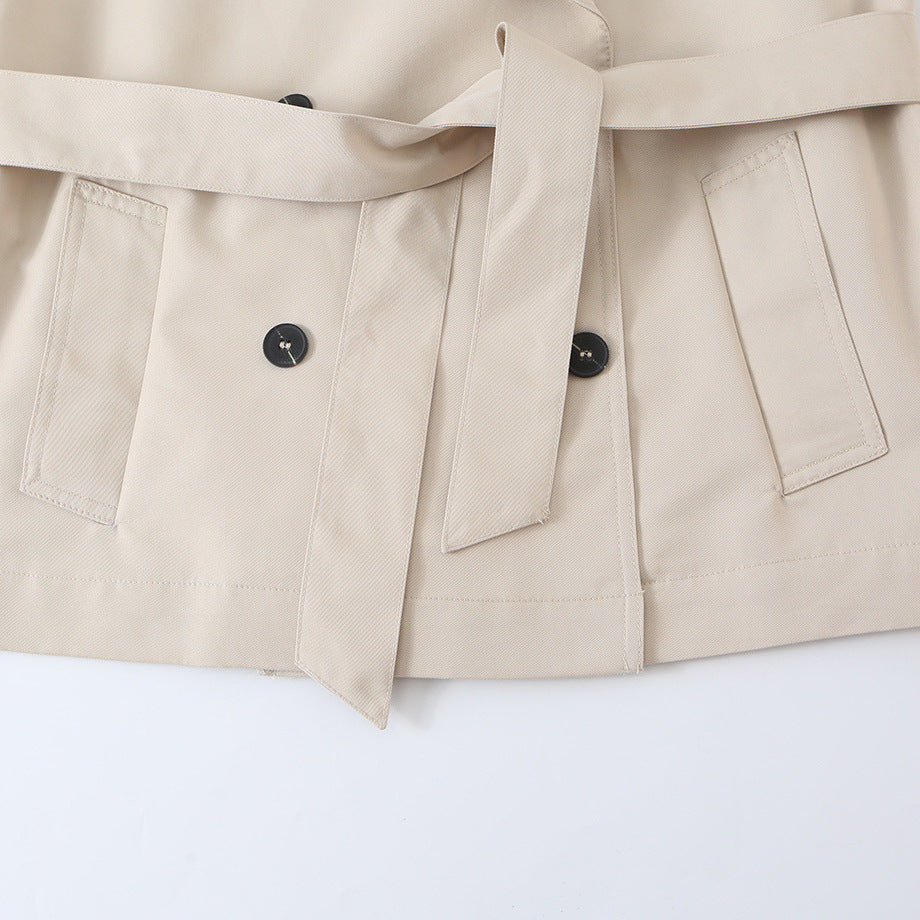 Women's Sleeveless Double-Breasted Trench Vest with Notched Lapel and Waist Belt Mune Fashion