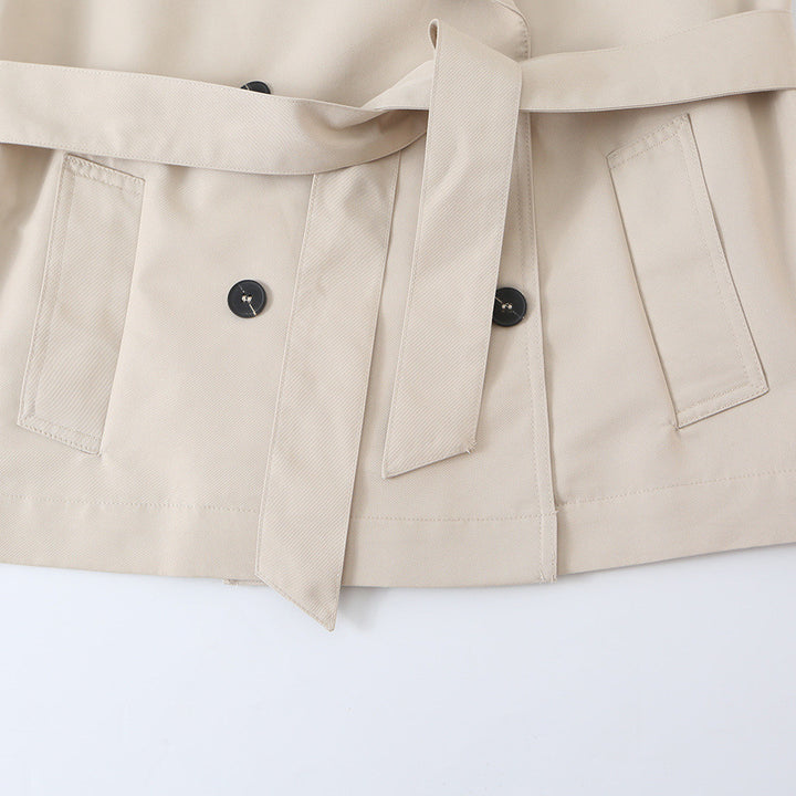 Women's Sleeveless Double-Breasted Trench Vest with Notched Lapel and Waist Belt Mune Fashion