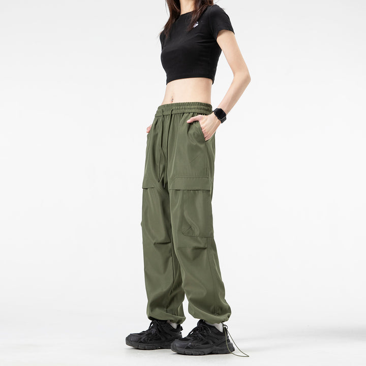 Unisex Wide Cargo Pants in Utility Baggy Style with Elastic Waistband and Adjustable Cuffs