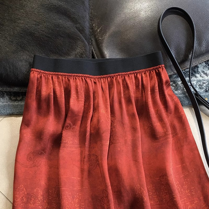 Women Elegant Midi Skirt with Swinging Hem Mune Fashion