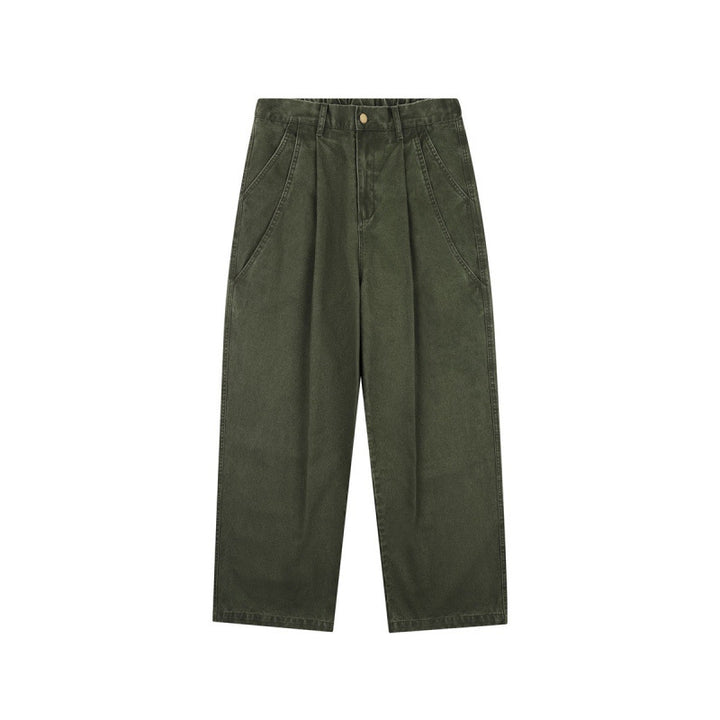 Women's High-Waisted Culotte Pants with Wide Leg, Pleats and Soft Denim Feel Mune Fashion