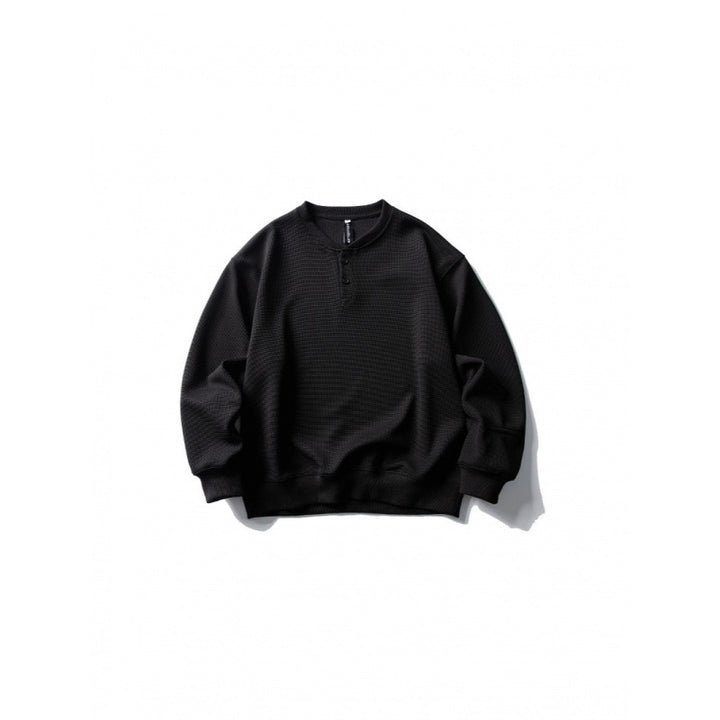 Unisex Waffle Knit Henley Sweatshirt in Oversize Cut with Button Placket Mune Fashion