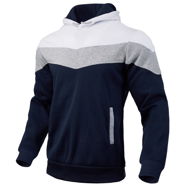 Men's Colorblock Hoodie with High Funnel Collar, Hidden Side Pockets and Ribbed Cuffs Mune Fashion