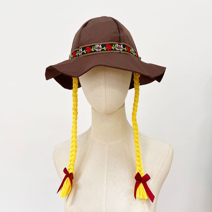 Women's playful sun hat with braided strands, embroidered headband, and wide brim Mune Fashion