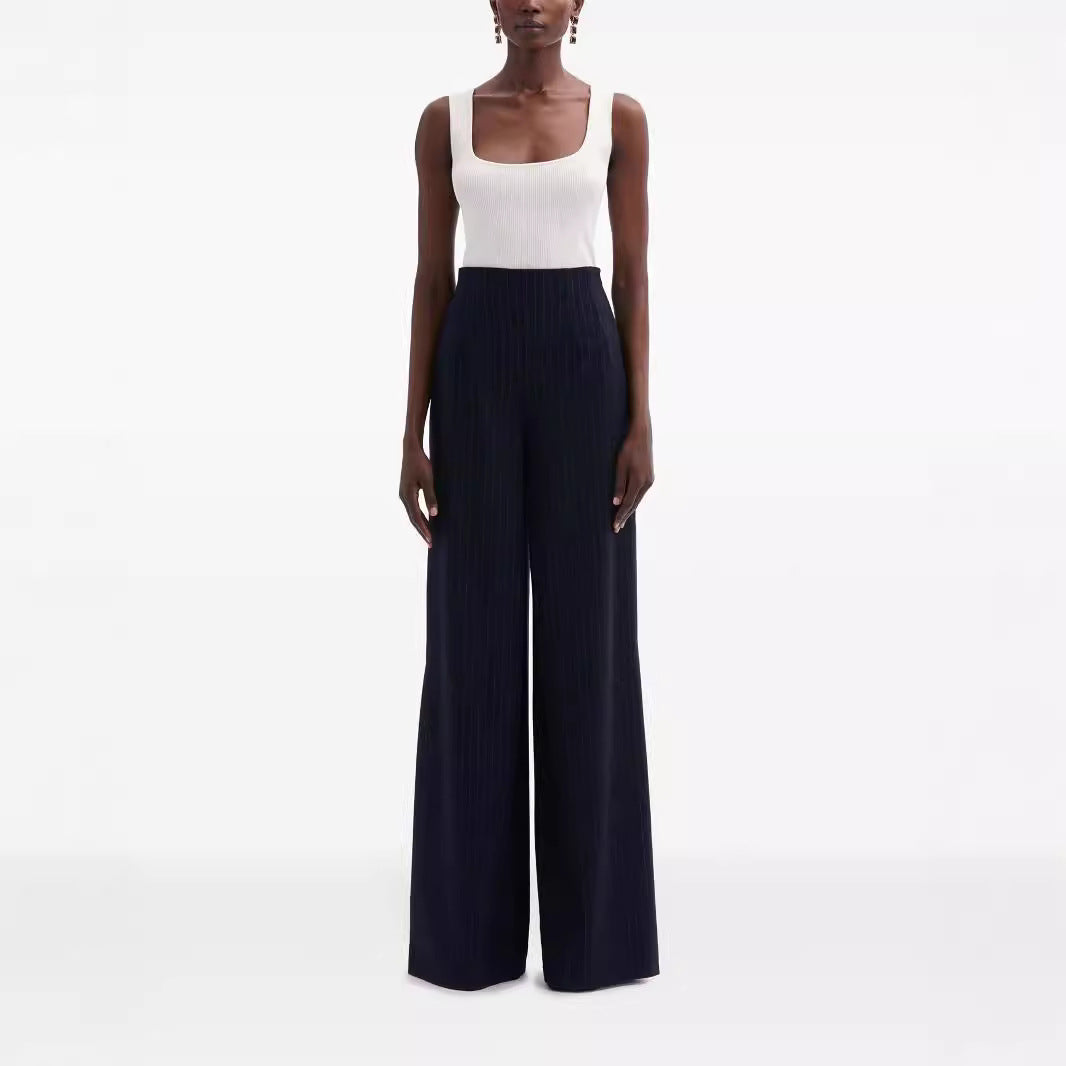 Women's High-Waisted Pleated Palazzo Pants with Wide Leg Mune Fashion