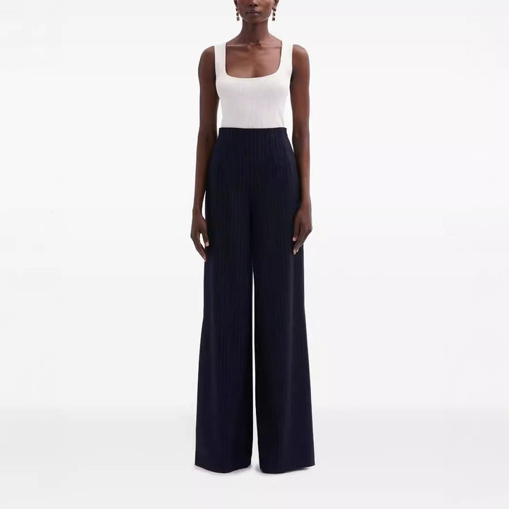 Women's High-Waisted Pleated Palazzo Pants with Wide Leg Mune Fashion