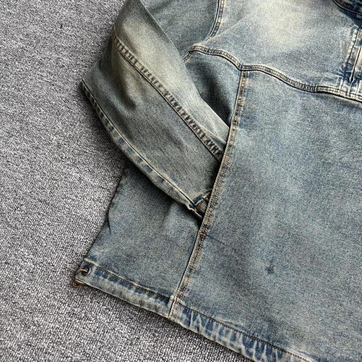 Men's Fashionable Denim Jacket with Stand-up Collar Mune Fashion