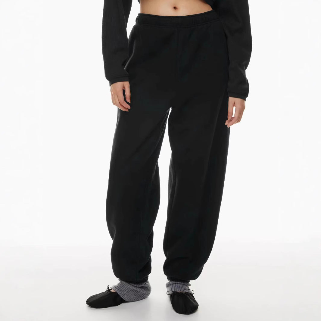 Women's brushed relax joggers with extra wide leg and elastic ribbed cuff Mune Fashion