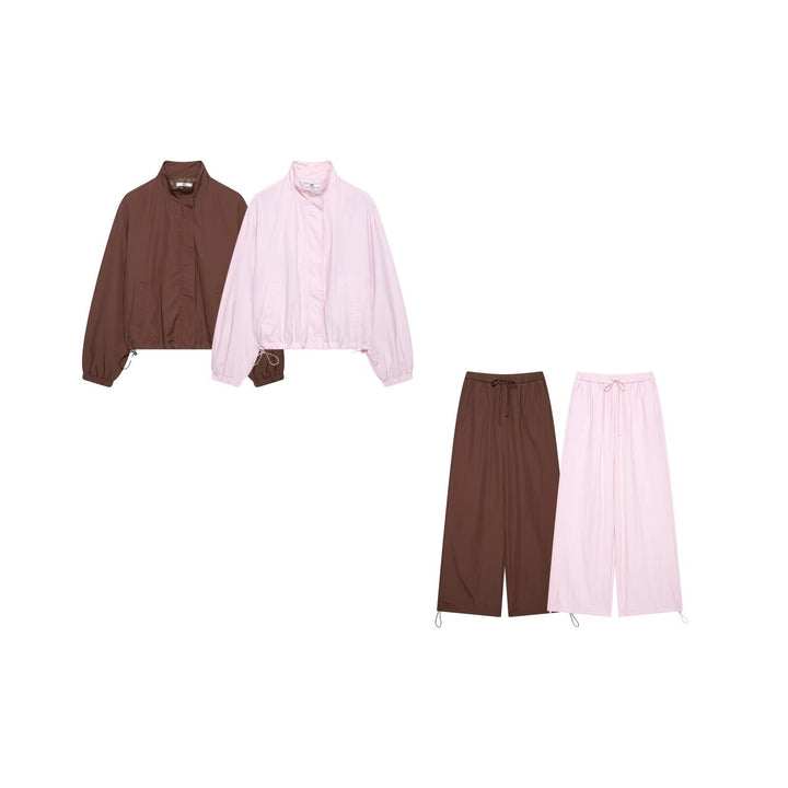 Women's Two-Piece Lounge Set with Light Cropped Jacket and Wide-Cut High-Waisted Pants Mune Fashion