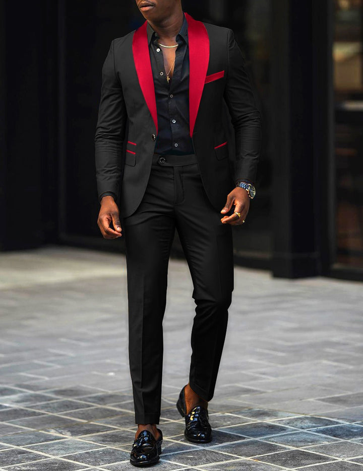 Men's narrow cut tuxedo with satin lapels and slim-fit trousers Mune Fashion