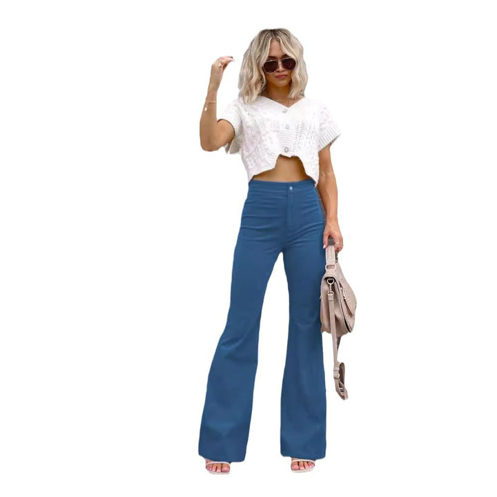 Women high-waisted flared trousers with a fitted hip area and wide leg Mune Fashion