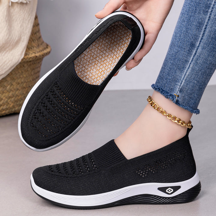 Ladies seamless breathable knit slip-on comfort walking shoe Mune Fashion