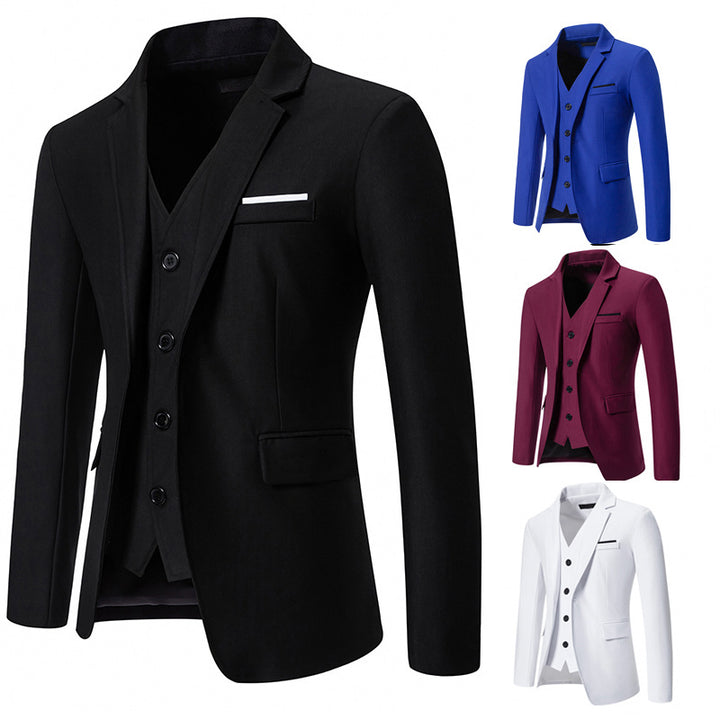 Men's elegant single-breasted blazer with matching vest and slim business cut Mune Fashion