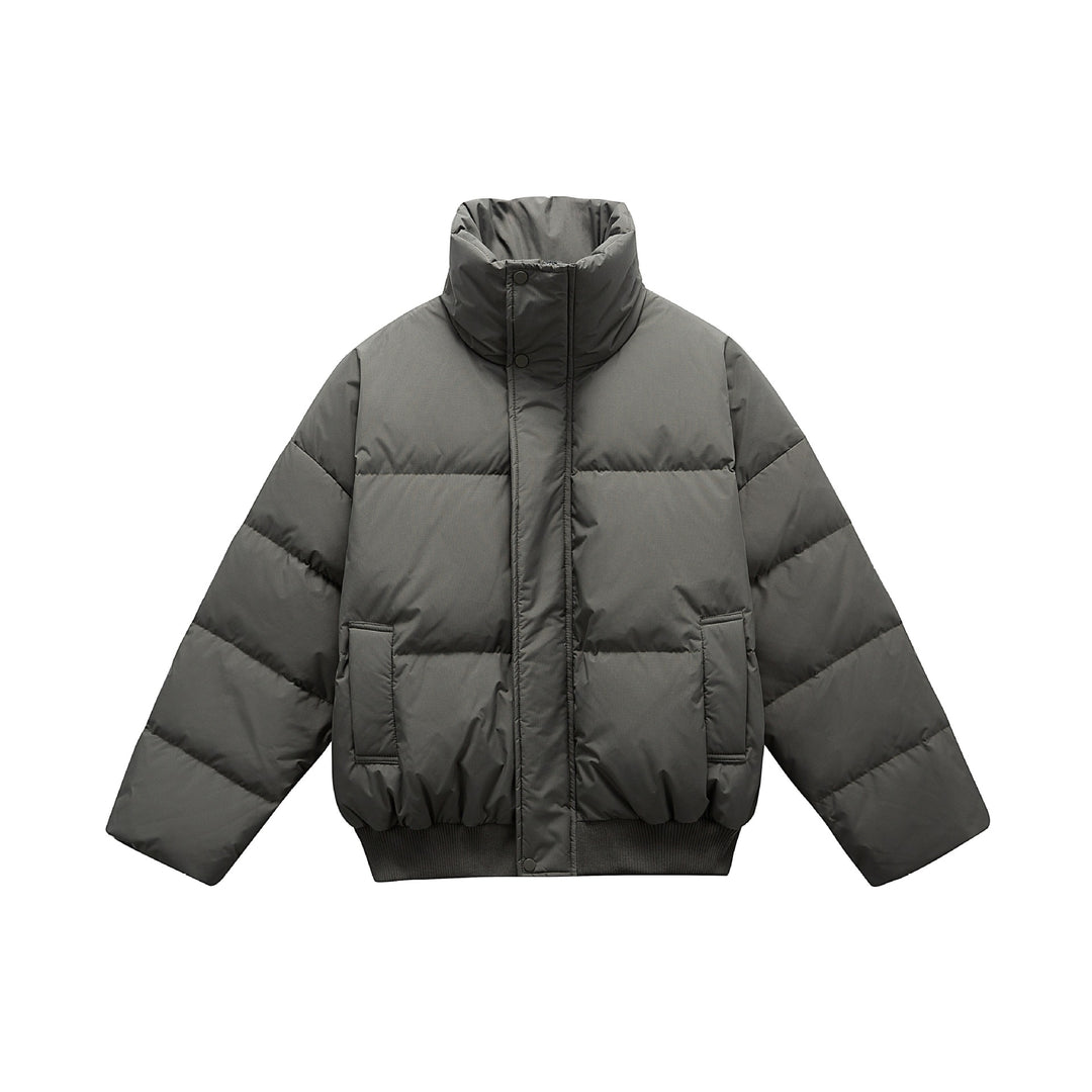Unisex Boxy padded short jacket with high stand collar and elastic hem Mune Fashion