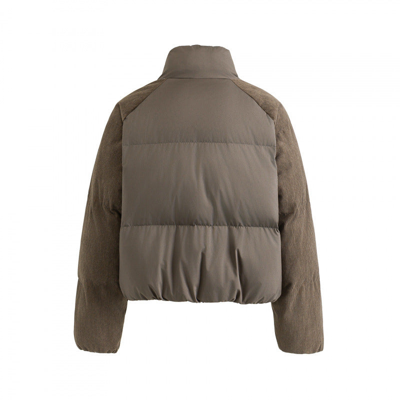 Women's short padded jacket with cord sleeves and high stand-up collar Mune Fashion