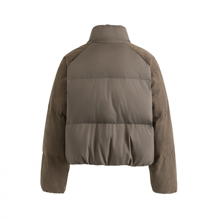 Women's short padded jacket with cord sleeves and high stand-up collar Mune Fashion