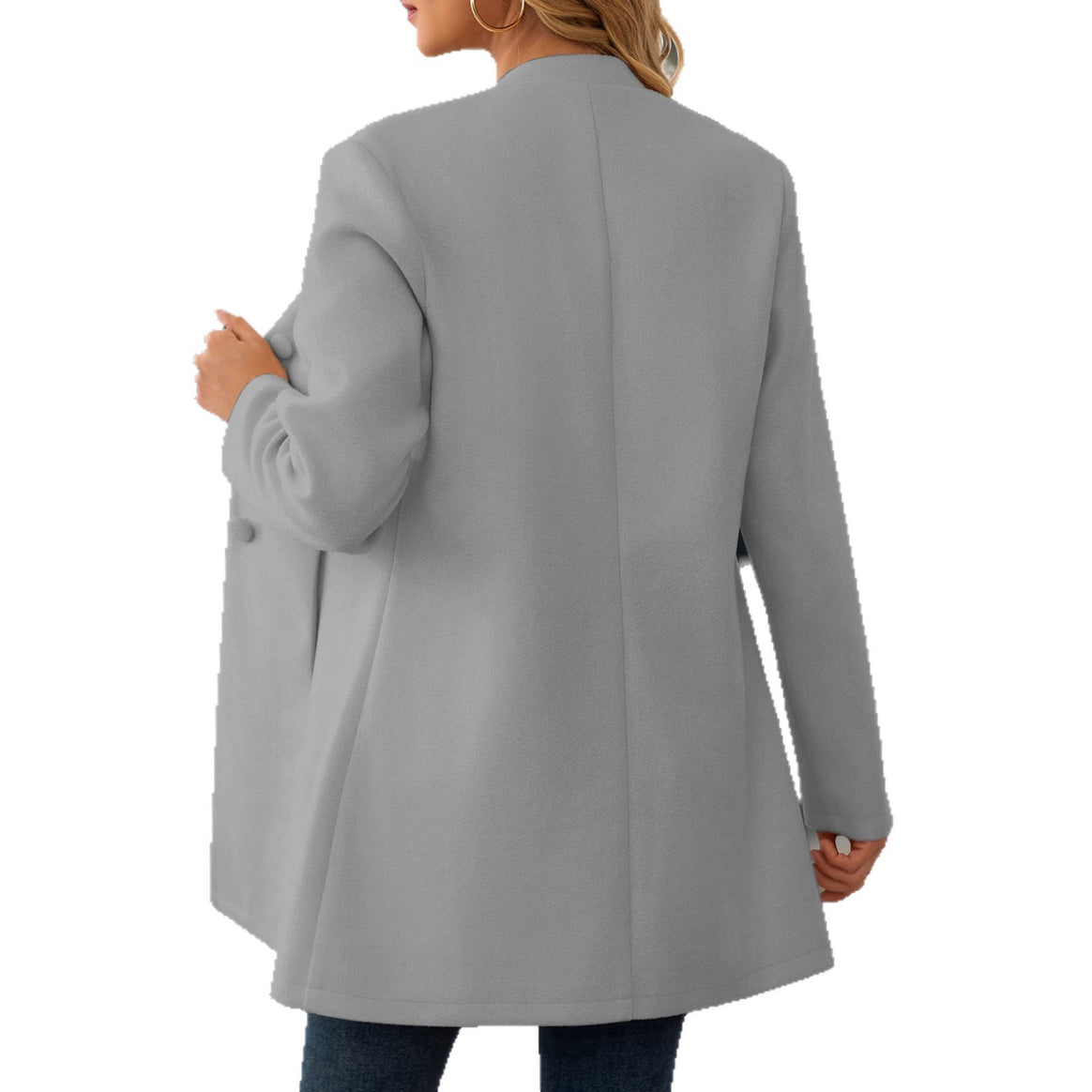 Women's Tailored Stand Collar Coat with Fabric Covered Buttons Mune Fashion