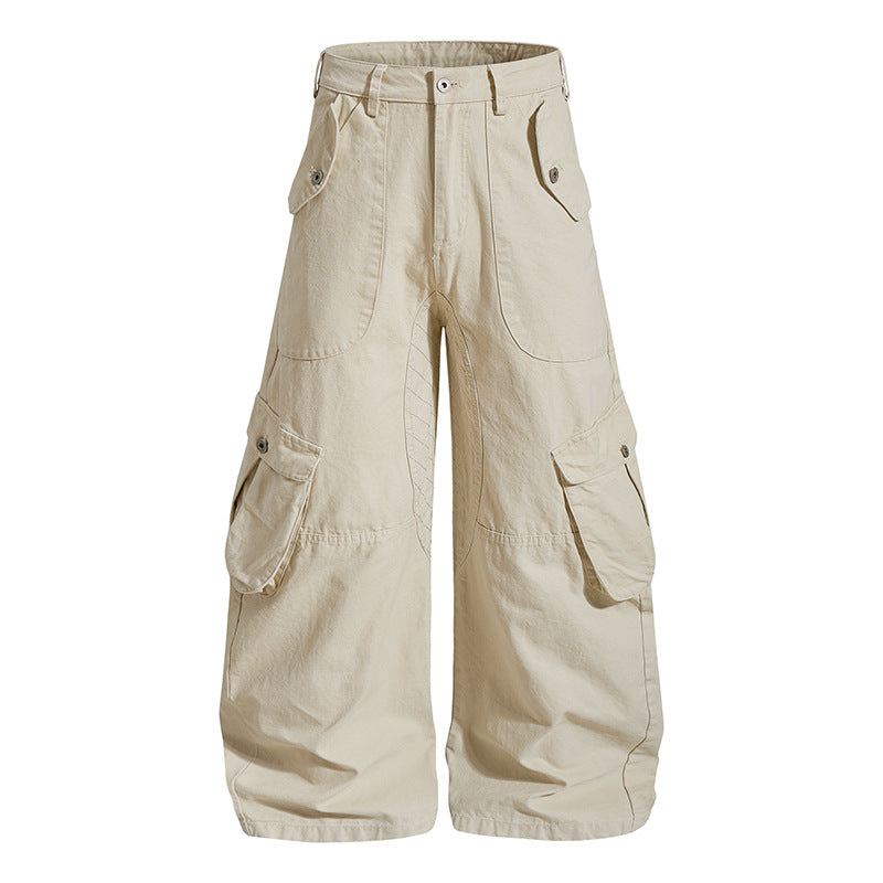 Women wide high-cut cargo culotte pants made of cotton blend with large flap pockets Mune Fashion