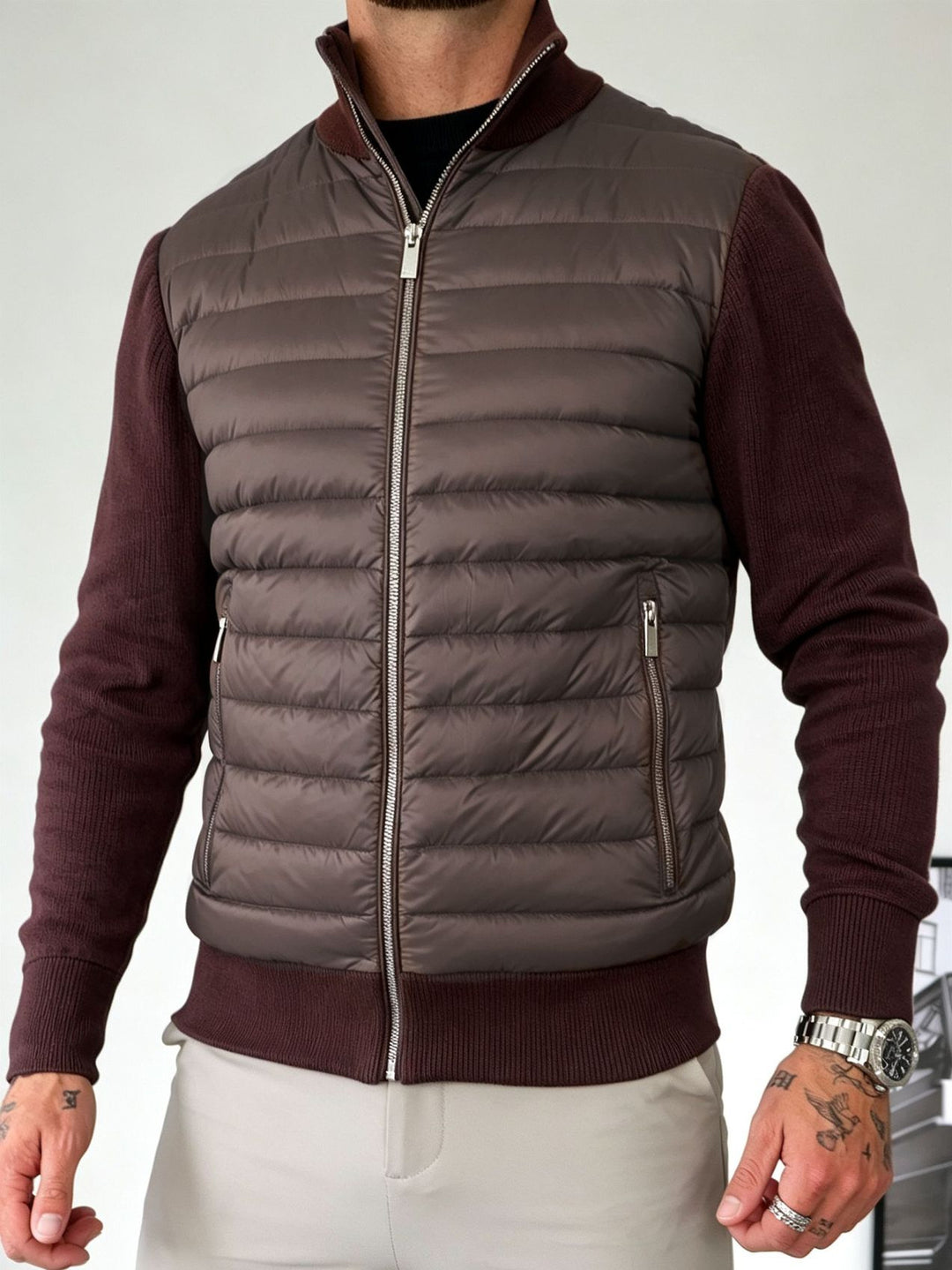 Men's Fashion Padded Jacket with High Collar