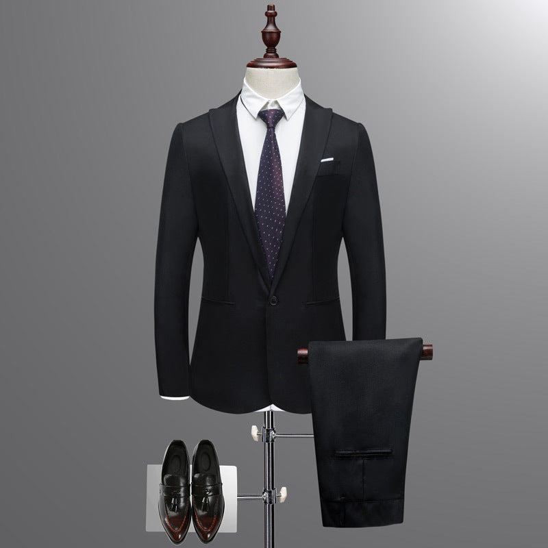 Men's slim two-piece suit set made of fine wool blend with narrow lapel Mune Fashion