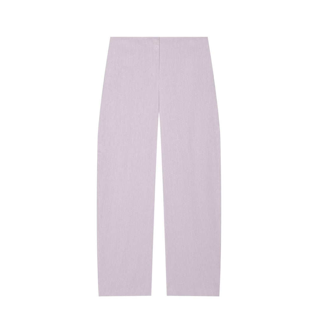 Women High-waisted wide linen trousers with straight leg and concealed waistband Drune