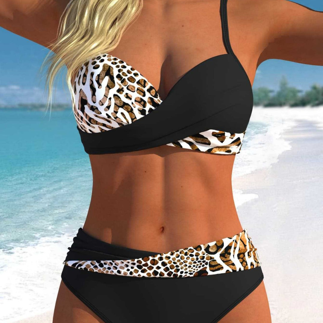Women’s bikini set with floral wrap pattern and comfortable high-waist briefs Mune Fashion