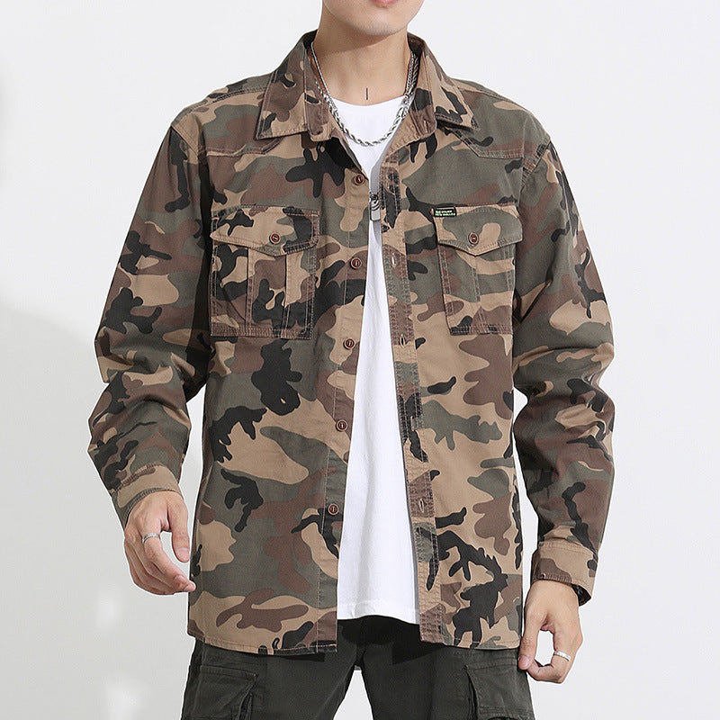 Herren Camouflage-Fieldshirtjacke aus leichtem Baumwoll-Twill mit Brusttaschen Mune Fashion