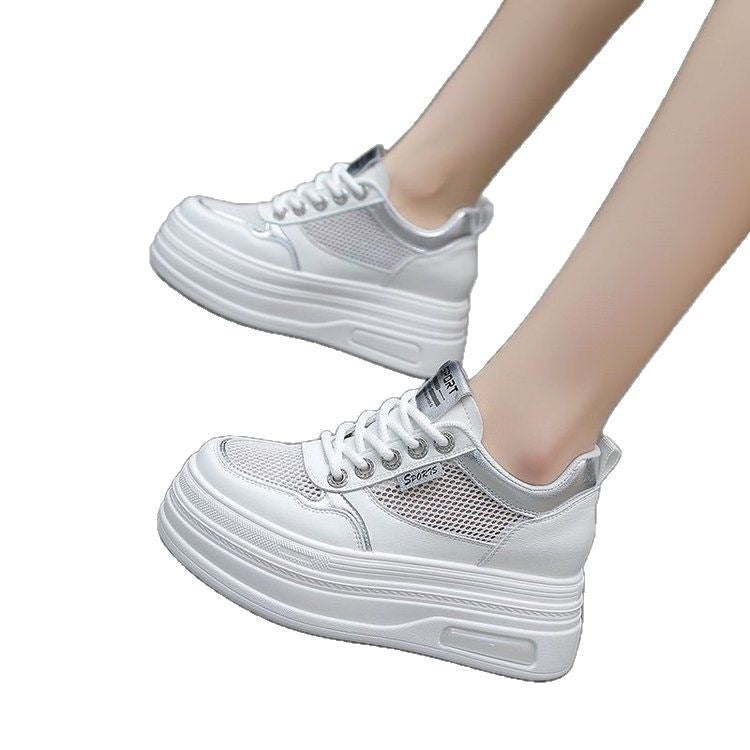 Women's Sporty Platform Sneakers with Breathable Mesh Upper and Shock-Absorbing Sole Mune Fashion
