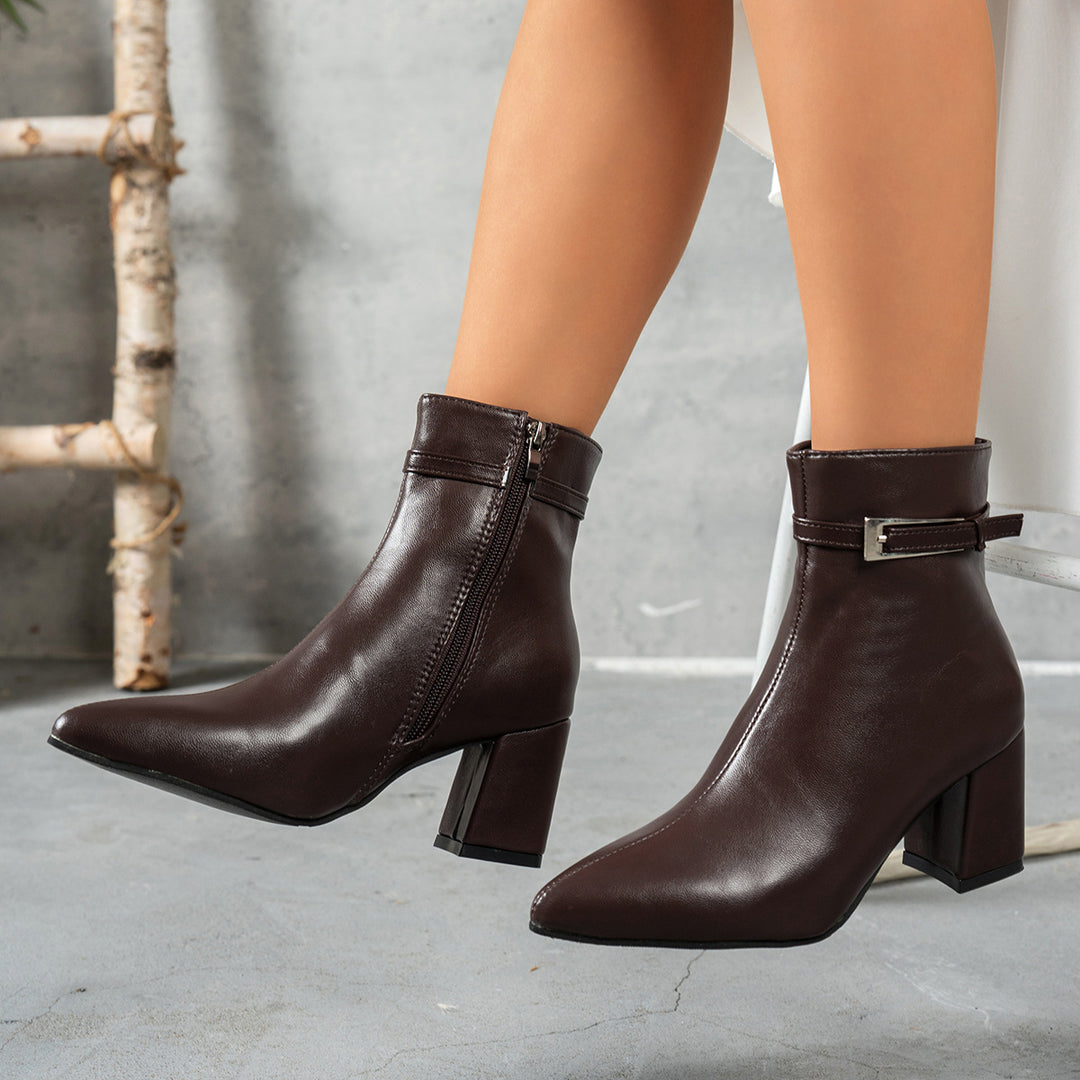 Women Elegant Ankle Boots with Block Heel Mune Fashion 1787605955